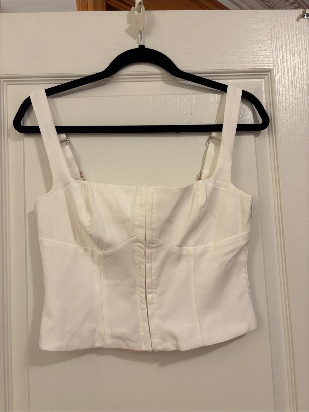 Oh Polly White Hook and Eye Corset Bustier Crop Top - NWT